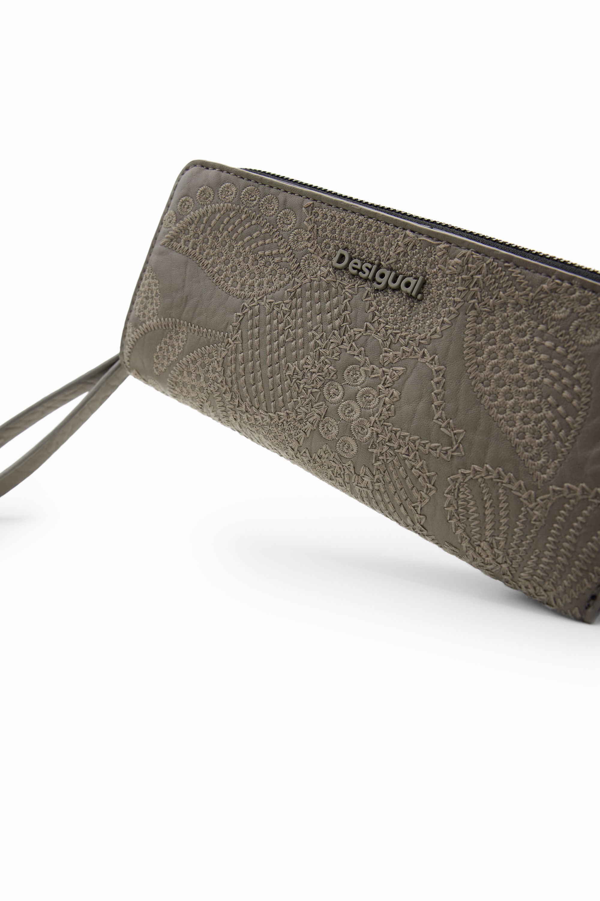 Grand portefeuille broderie fleurs