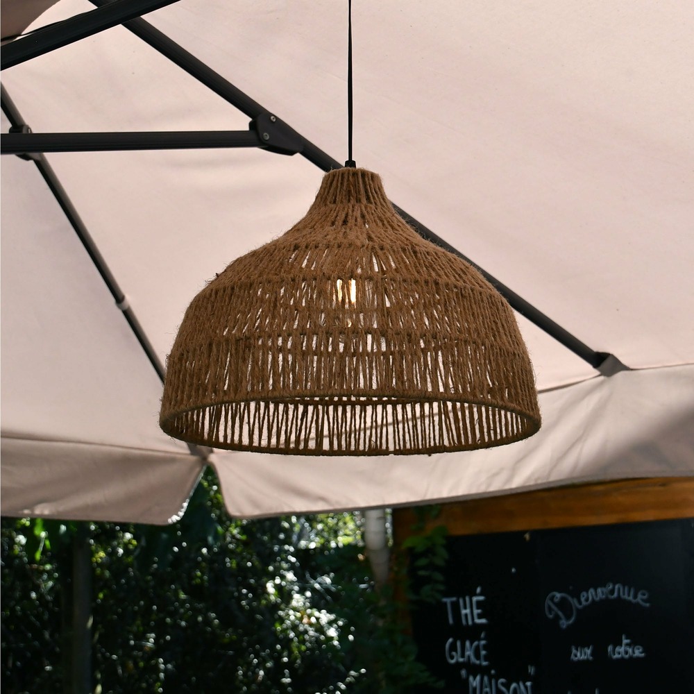 Lustre solaire areca - ampoule filament remplaçabe - blanc chaud - matérieaux naturels - chromex