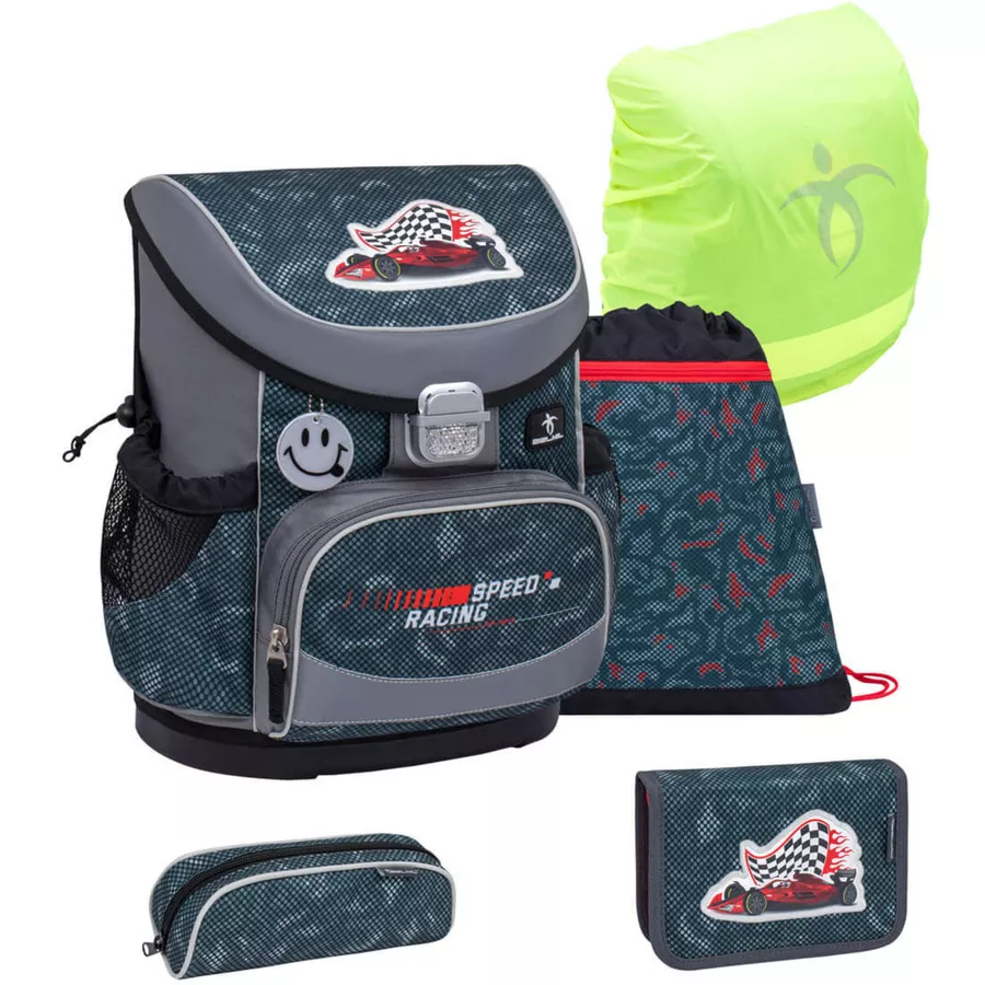 Belmil Schulranzen Mini Fit Schulranzen Set 5-teilig mit Brustgurt Red Dots