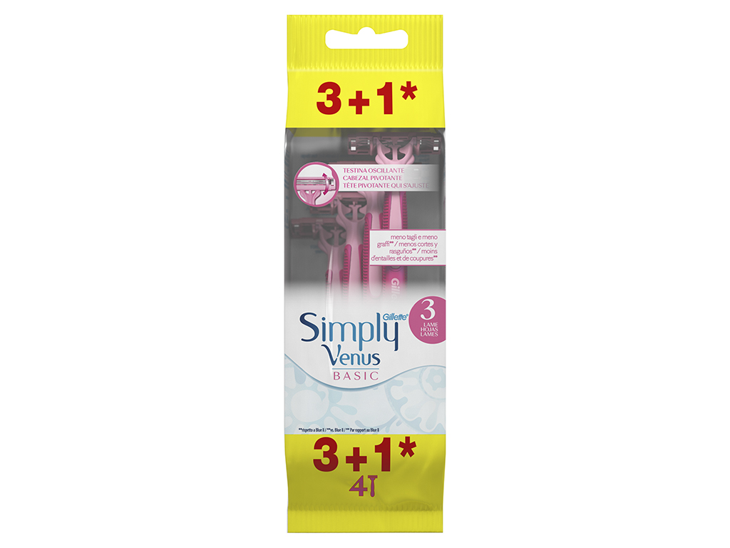 Máquina Depilatória Descartável Simply3 Basic Venus 4 un