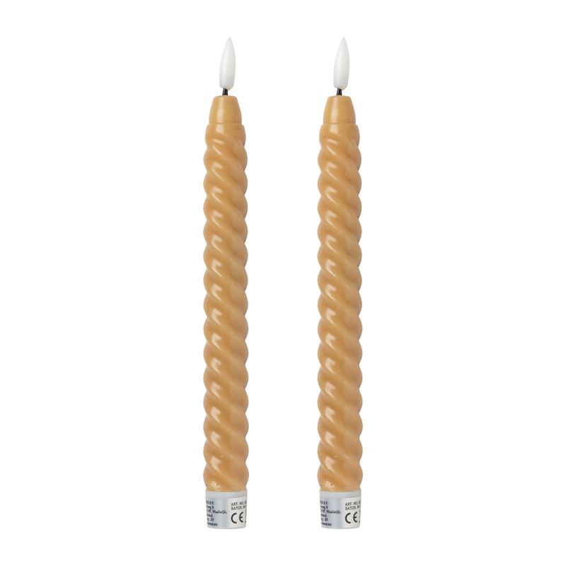 LED dinerkaarstwist - taupe - set van 2 - ø2.2x24.5 cm