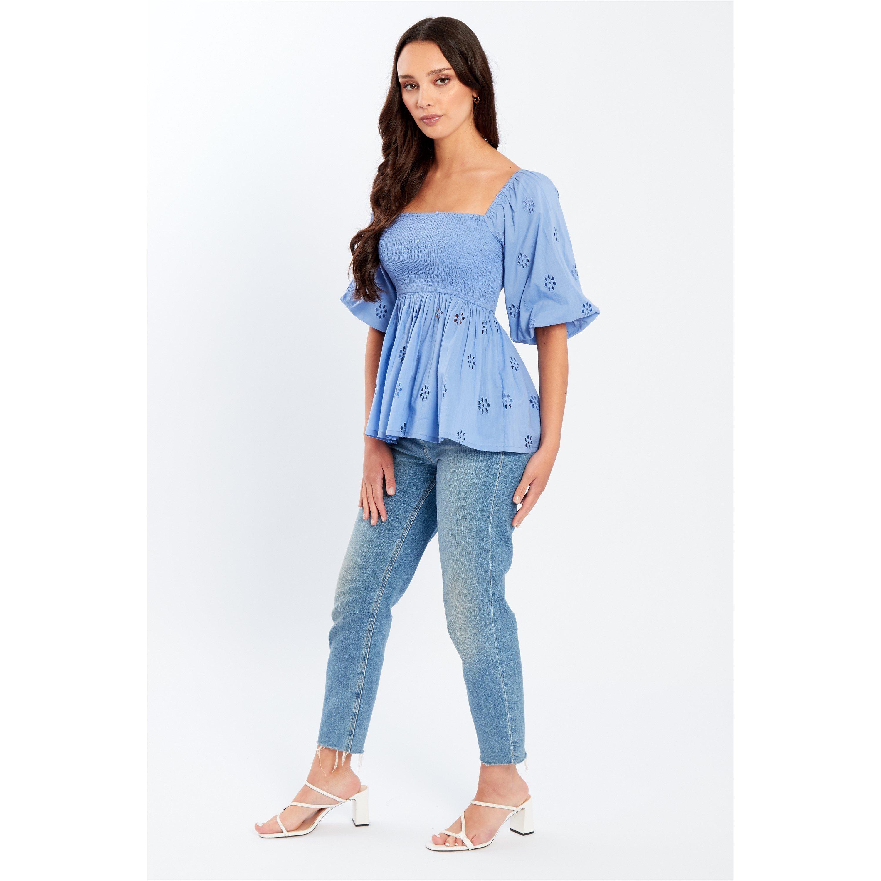 Be You Broderie Broderie Square Neck Top