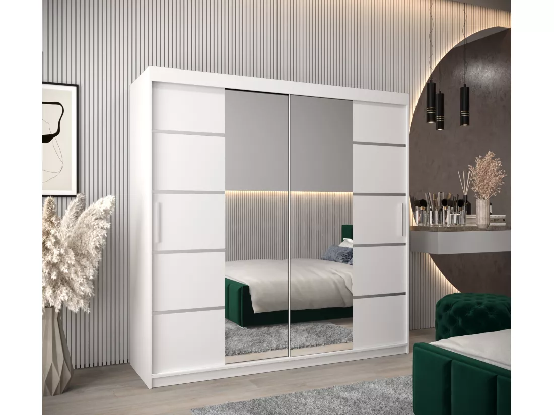 ARMOIRE VERONA 4 À PORTES COULISSANTES 200/200/62 2 Portes (Blanc/Blanc)