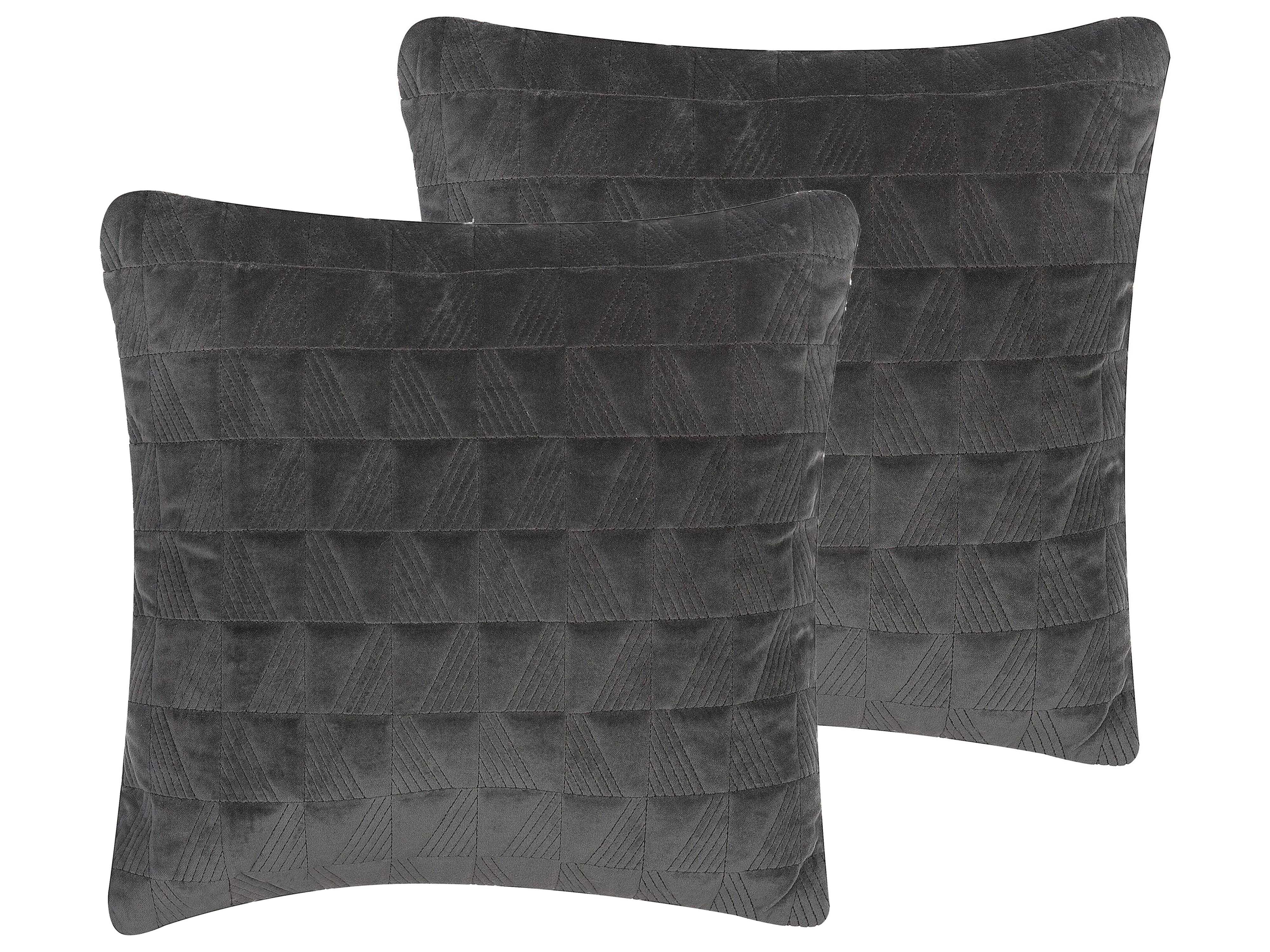 Set van 2 sierkussens LALAM Katoen 45 x 45 cm Grijs geometrisch patroon