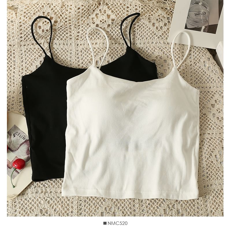Lemongrass - Open-Back Effen Cami Top met Pads