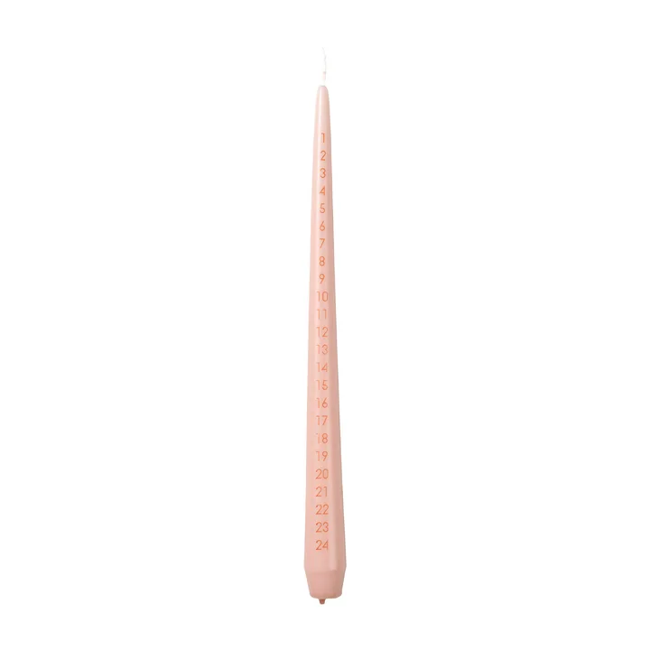 Broste Copenhagen - Taper Adventskerze, abricot cream / red