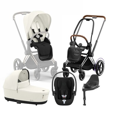Cybex e-Priam Duovogn inkl. Cloud T & Base, Off White/Chrome Brown