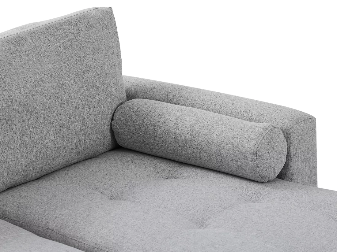 Canapé d'angle convertible et réversible en tissu gris clair avec coffre de rangement KORI