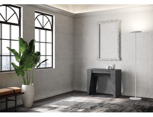 ITYHOME - Console extensible anvar 90x48/204cm anthracite spatulé