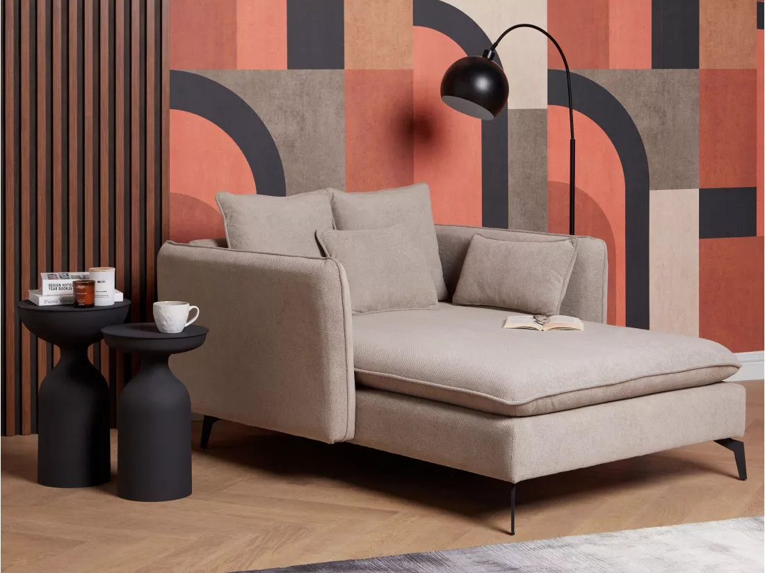 Chaise longue en tissu taupe CHARMES