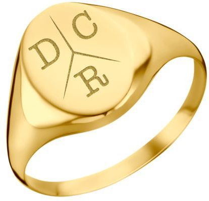Ovale Gouden zegelring met drie initialen Names4Ever