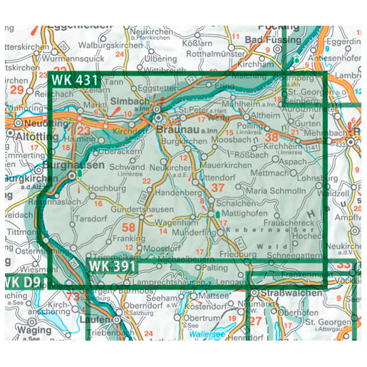 Freytag & Berndt - Ibmer Moor-Kobernaußerwald-Braunau-Burghausen-Marktl - Wandelkaart