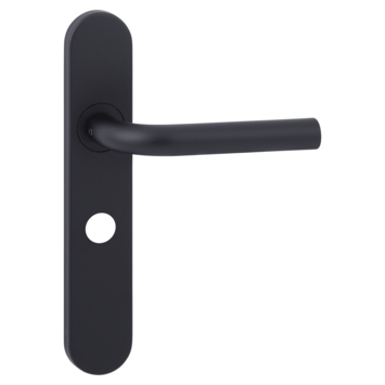 Novidade deurkrukset Parijs ovaal schild met vrij-bezet sluiting 63/8 mm zwart RVS