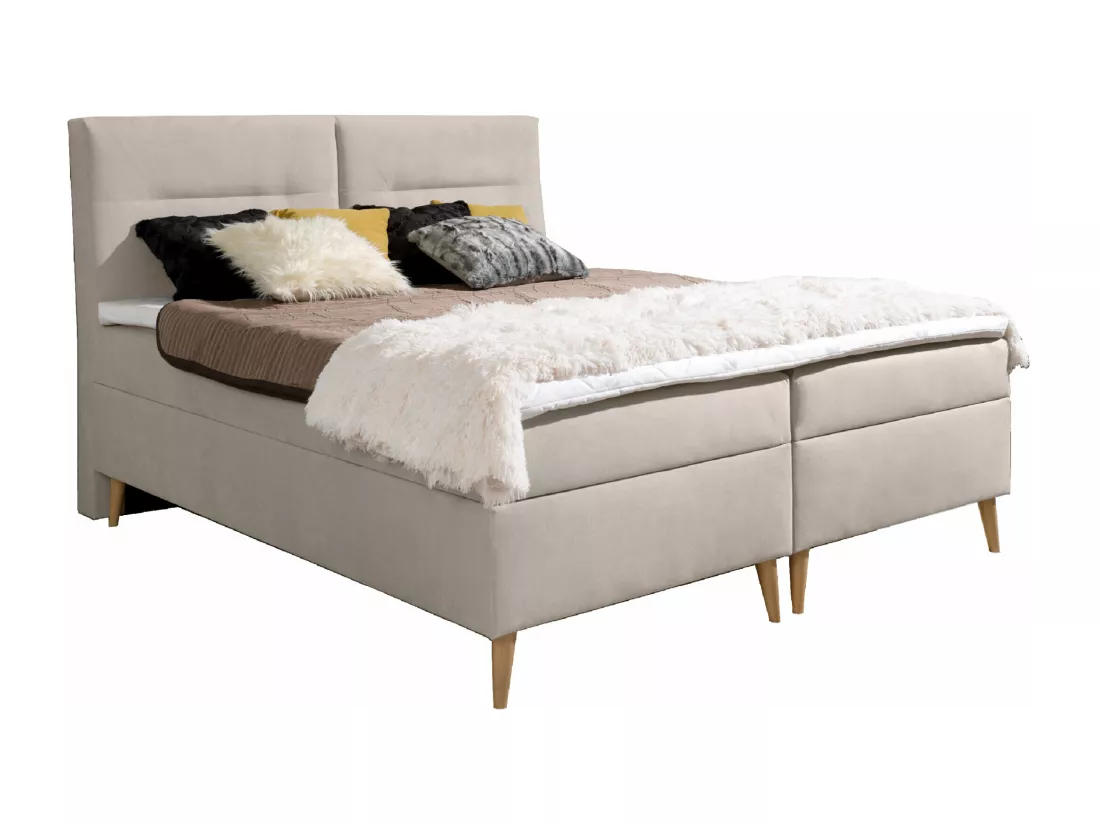 LIT BOXSPRING avec coffres de lit et surmatelas Scarlett 160x200 cm, Fancy 06 (Beige clair)