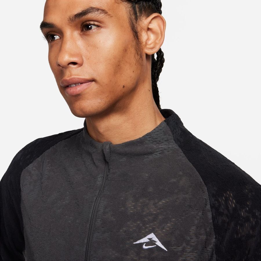 Nike Haut Running Dri-FIT Trail Midlayer HZ - Gris/Noir/Blanc