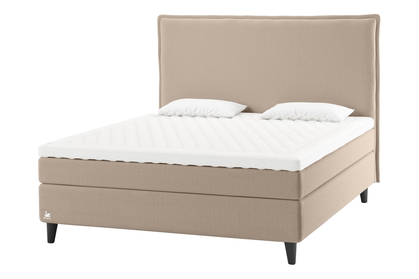 Adele Kontinentalseng 180x200 cm Tekstil Moment Beige, Ocean Softec og Cone Leg 14cm shaded Black