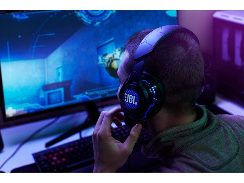 JBL Headset Quantum One Schwarz USB-kabelgebundenes Over-Ear-Profi-Gaming-Headset mit JBL QuantumSPHERE 360 mit Head-Tracking
