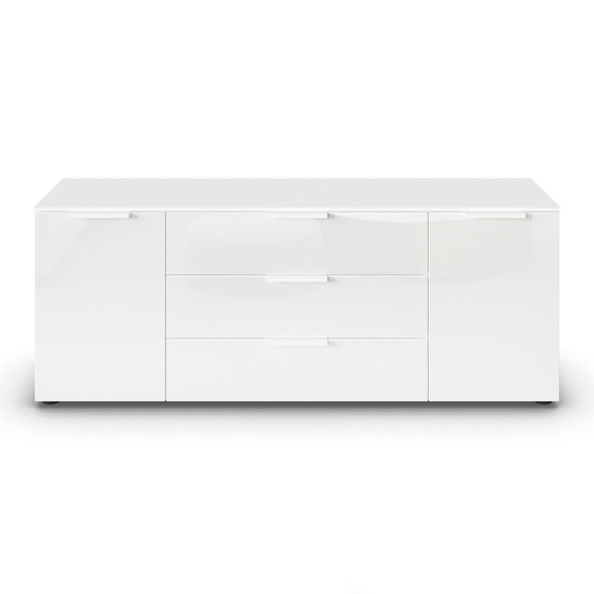 Lowboard - Alpinweiß - weiß - Glasfront - 160 cm
