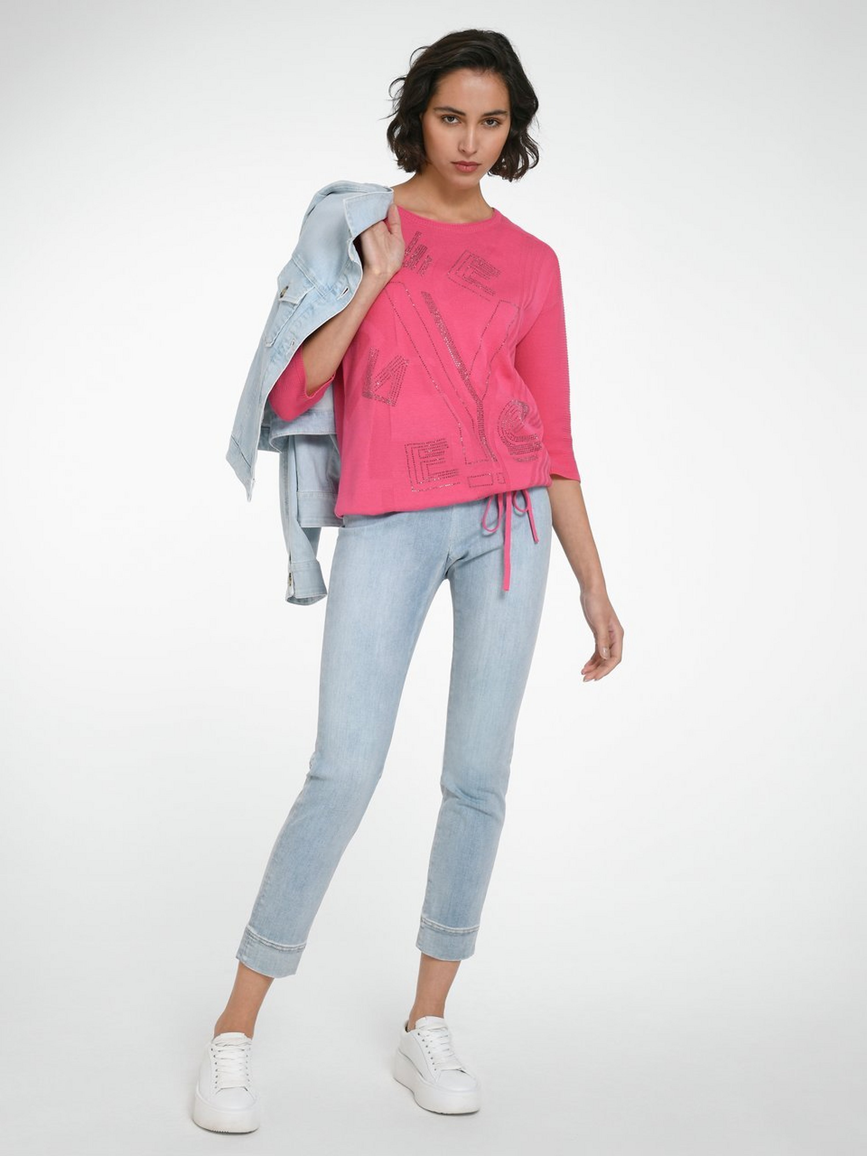 Rundhals-Pullover mit 3/4-Arm