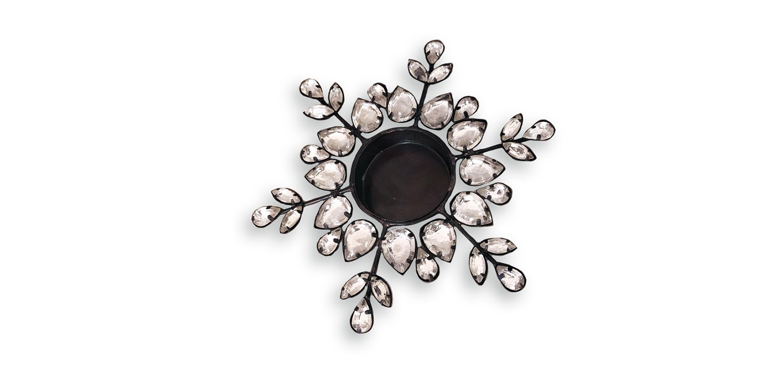 Teelichthalter Strass-Schneeflocke, schwarz, Ø 14 cm, H 2 cm von fischer's lagerhaus