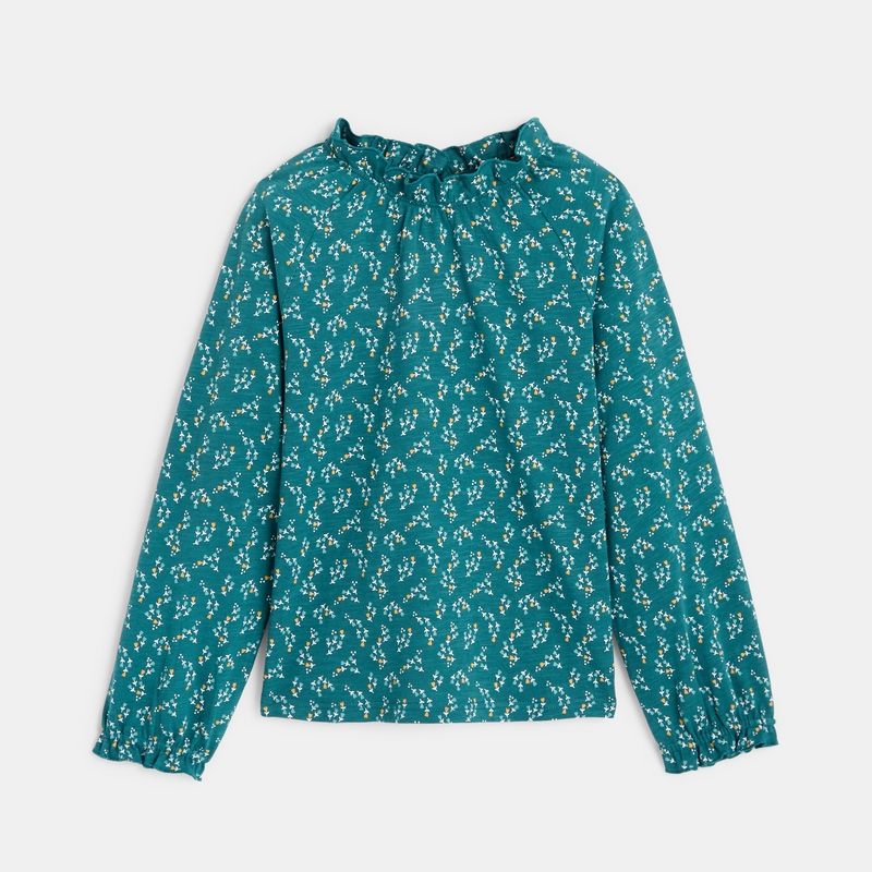 T-shirt volanté imprimé vert fille