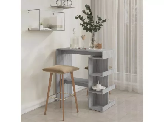 Table de bar et étagère de rangement Sonoma gris 100x50x101,5cm