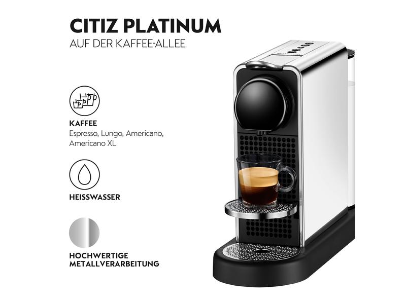 Krups Kaffeemaschine Nespresso CitiZ Platinum Edelstahl/Sch Elegante Nespressomaschine