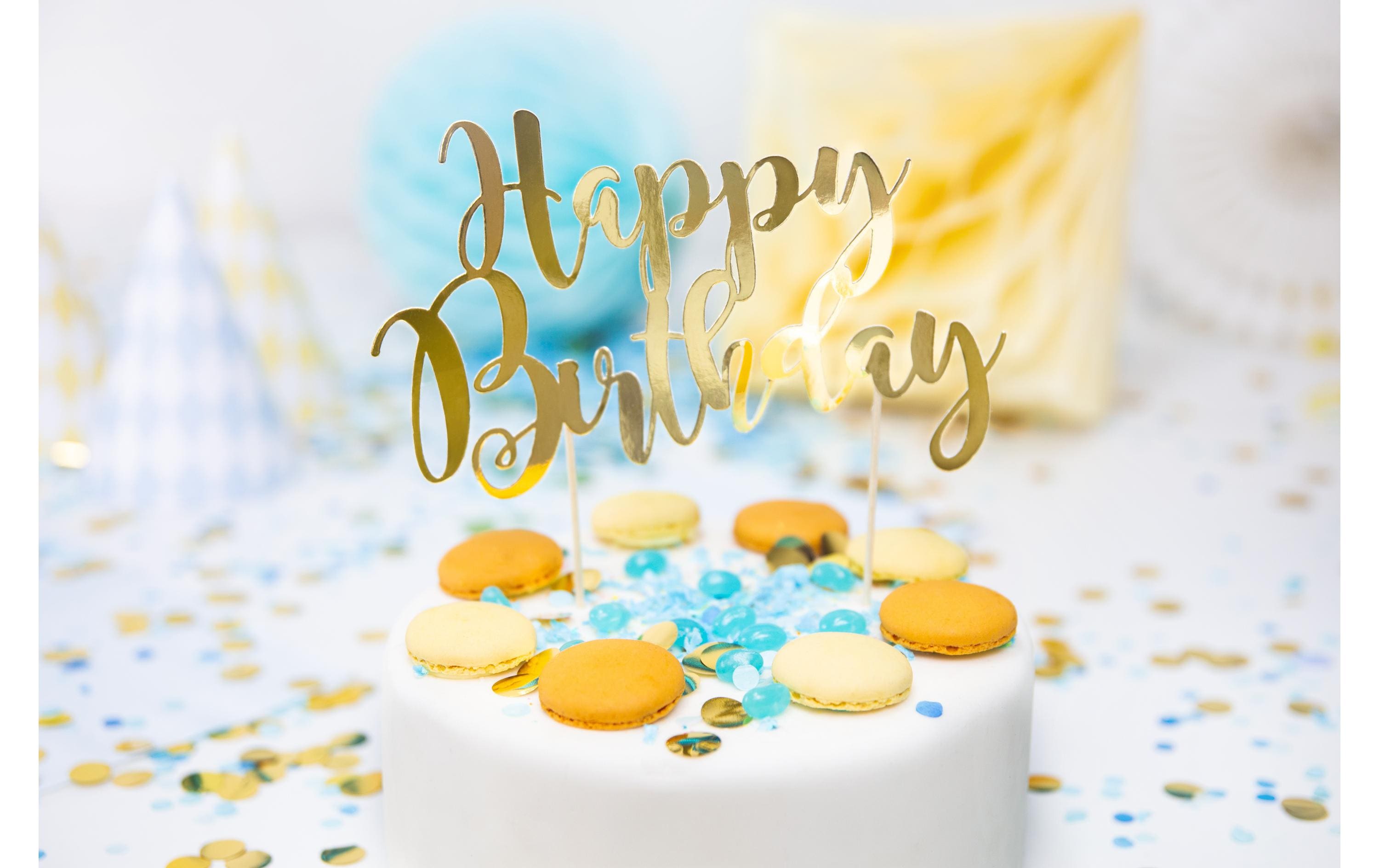 Kuchen-Topper Happy Birthday 1 Stück, GoldEleganter Torten-Topper