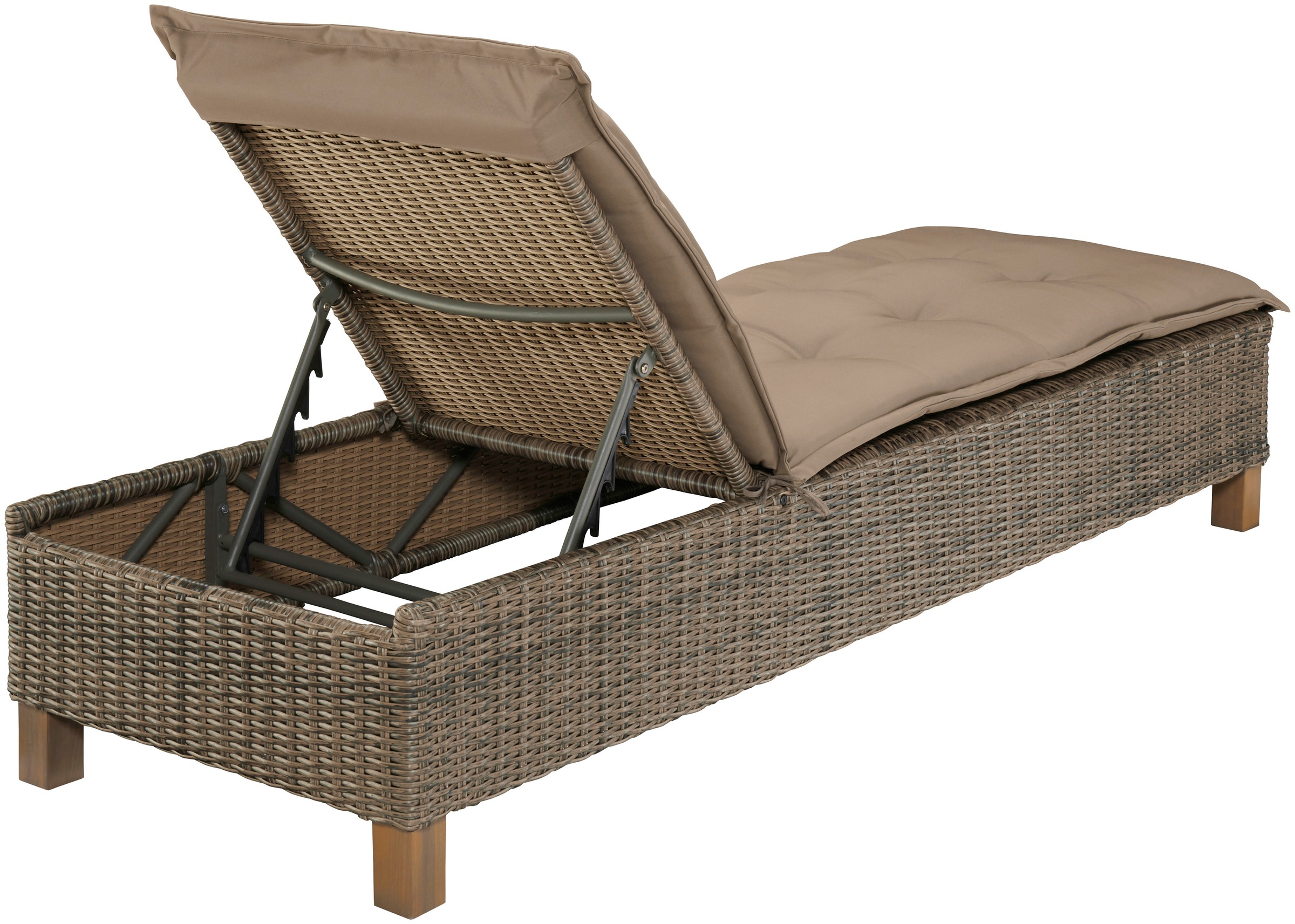 MERXX Gartenliege »Toskana« Polyrattan/Akazie, inkl. Auflage