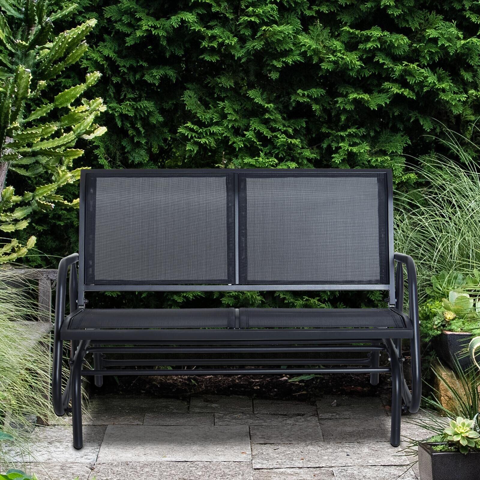 Outsunny Schaukelbank für 2 Personen schwarz 80 x 123 x 88 cm (LxBxH)