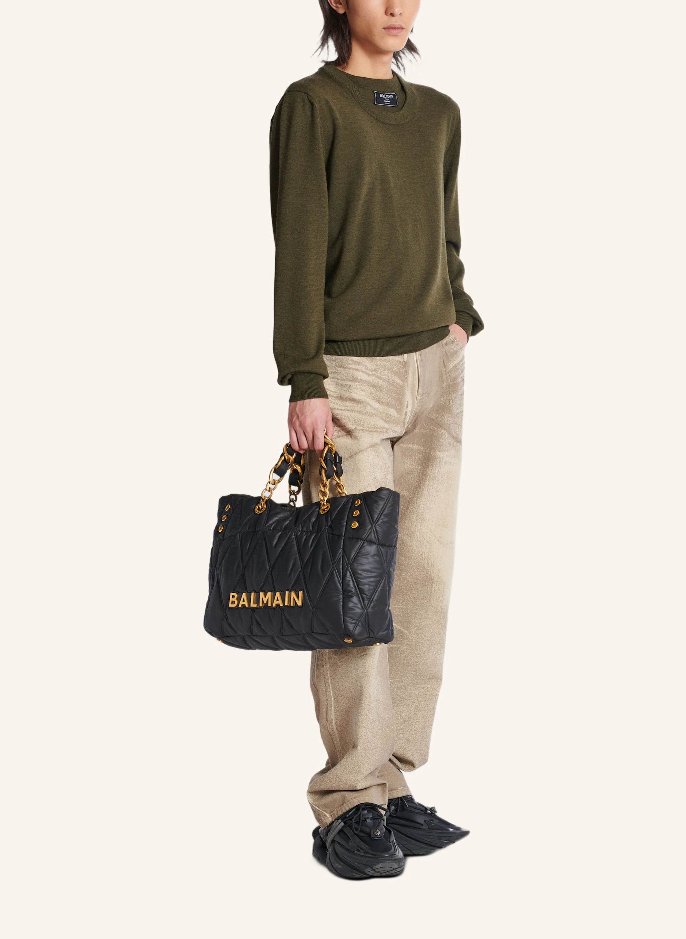BALMAIN Shopper 1945 Soft aus gestepptem Nylon mit Diamond-Muster