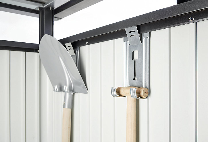 Abri de jardin simple porte Biohort HighLine H2 en métal coloris gris quartz métallique ép.0,53 mm surface extérieure 5,36 m²