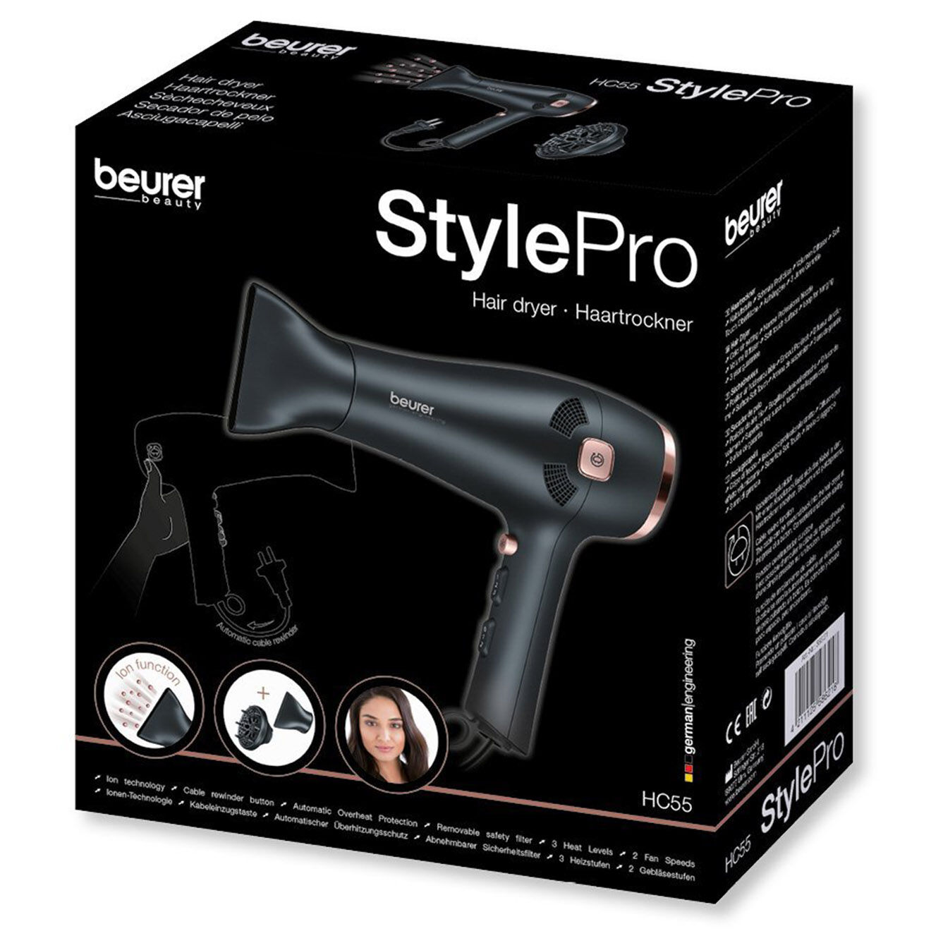 Beurer Sèche cheveux Soft Touch noir/rose
