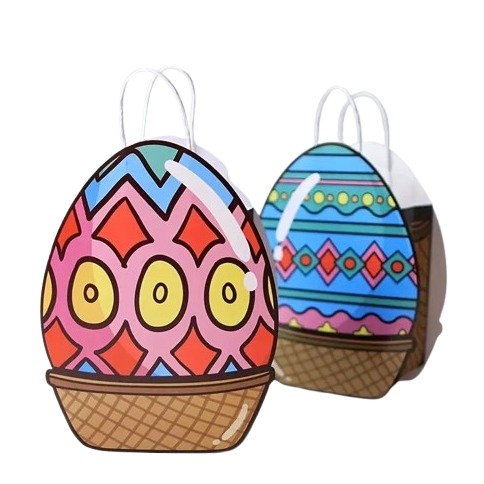(12er Set) Oster Papier Tüten Geschenk Tasche Candy Gift Bag Osternest - Bunt