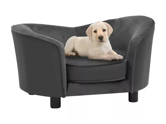 Canapé pour chien Gris foncé 69x49x40 cm Peluche et similicuir