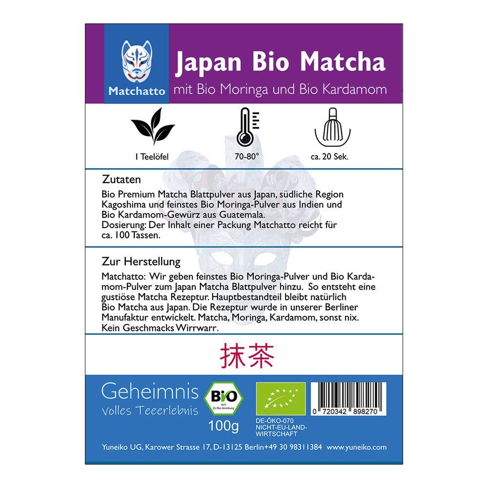 Matchatto Matcha Tee Moringa & Kardamom Bio