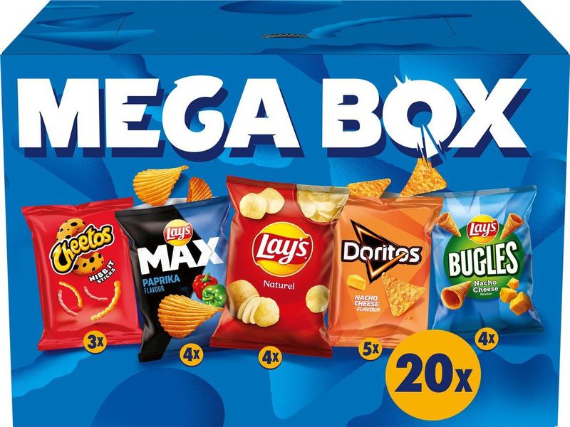 Lay's - Chips Mega Box Mix - Doos 534 gram - Paprika, Naturel & Nacho Cheese