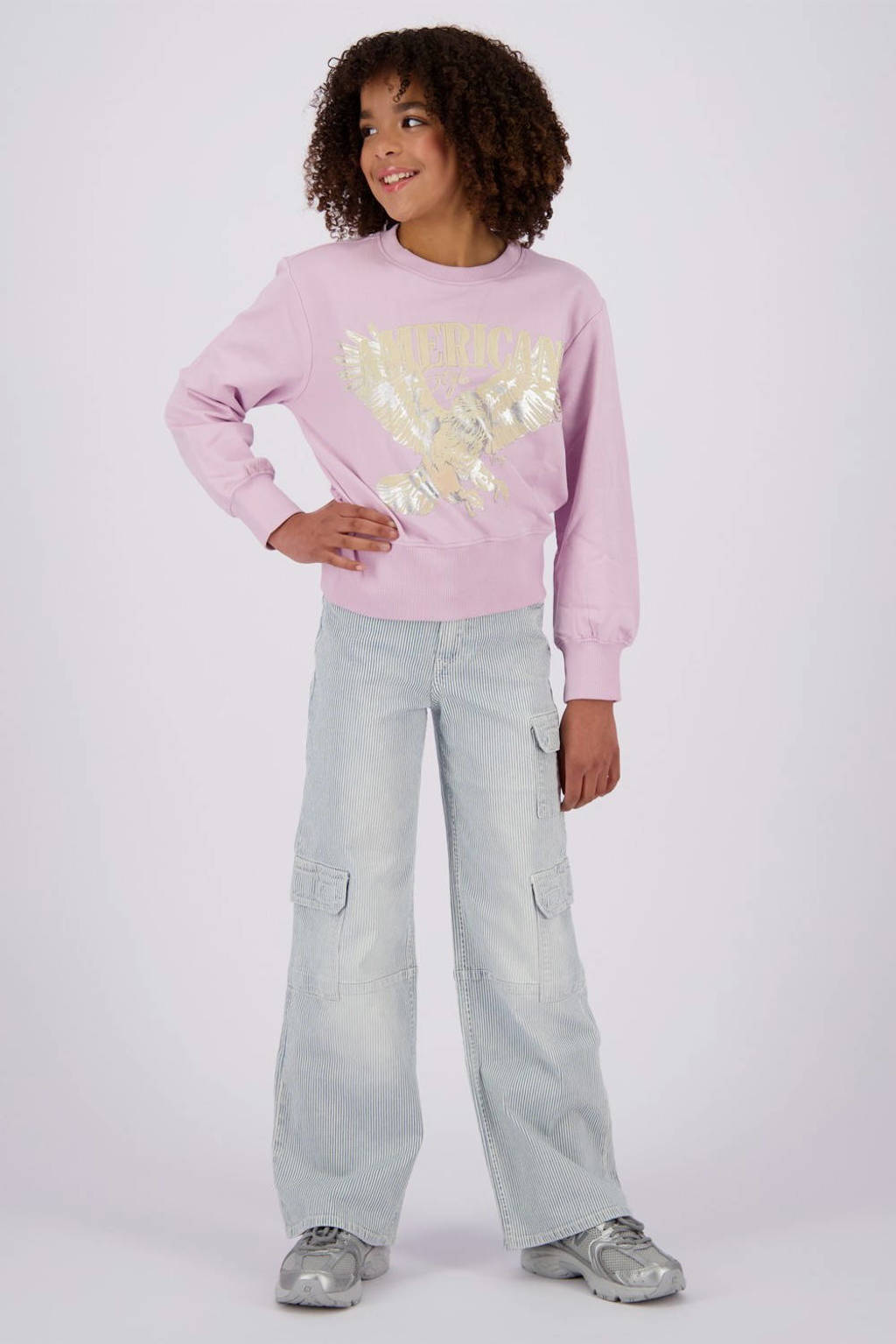 Vingino sweater Nydra met printopdruk lichtroze