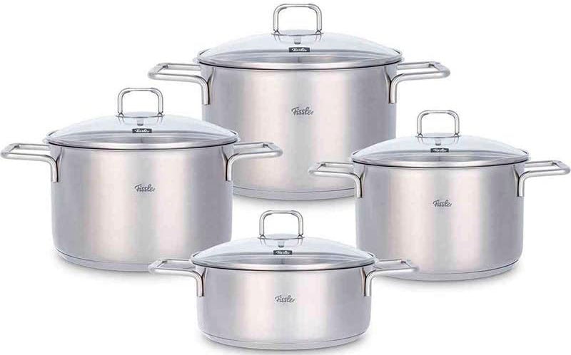 Fissler Topf-Set »Hamburg« Set, je 1 Kochtopf Ø 16, 20, 24 cm, 1 Bratentopf Ø 20 cm, mit Deckel, 4 Stk. tlg. Edelstahl 18/10