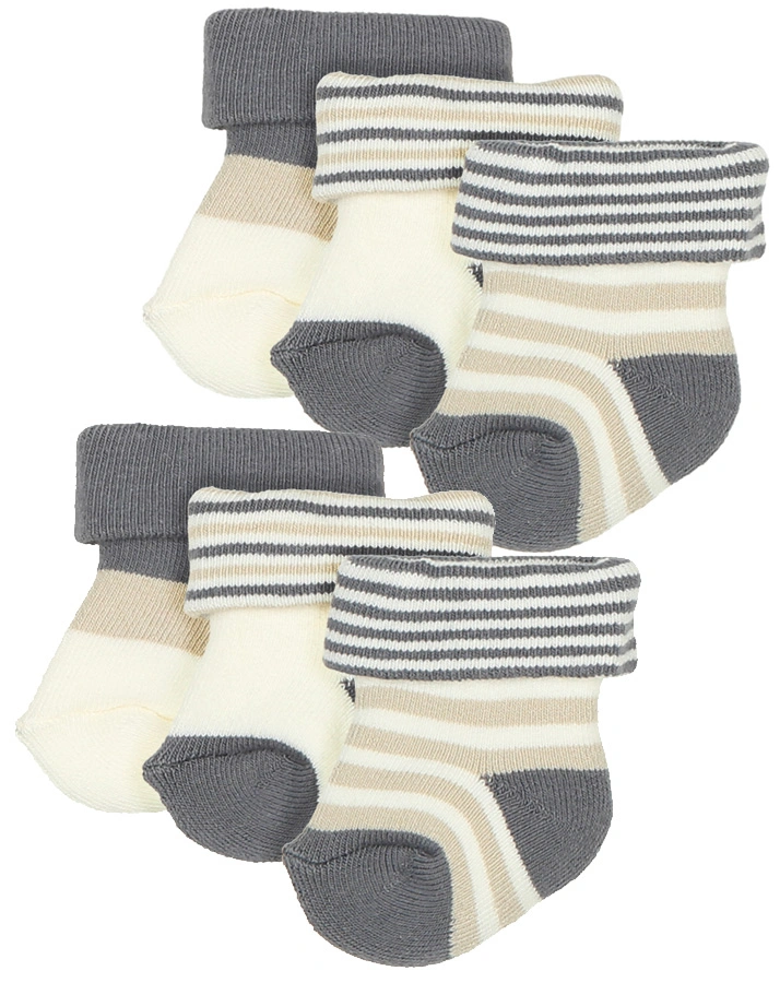 Erstlings-Socken UNI mit Frottee 6er-Pack in kiesel-grau