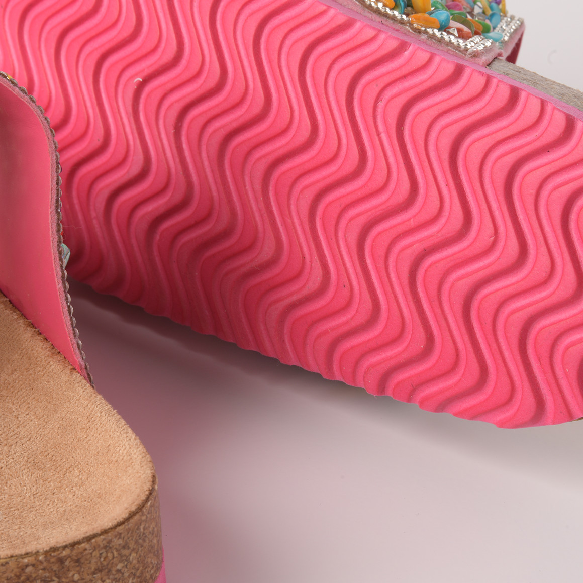 Yigga Mädchen Sandalen mit bunten Steinchen pink / bunt