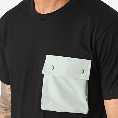 Tee Shirt Poche T8815 Noir Vert Kaki