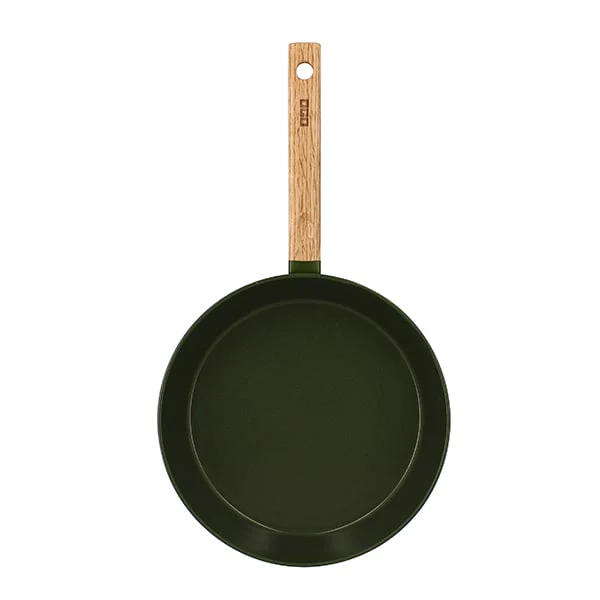 Poêle Ector induction aluminium revêtu manche en bois 28 cm vert Ogo