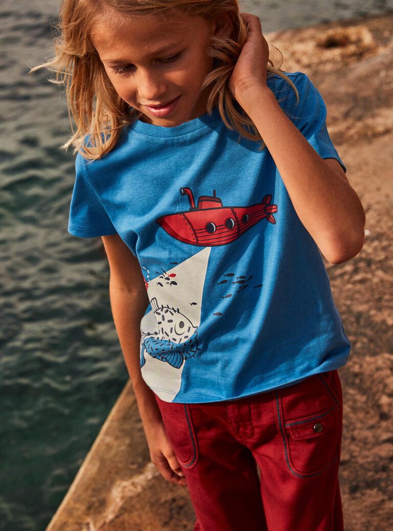 T-shirt bleu phosphorescent