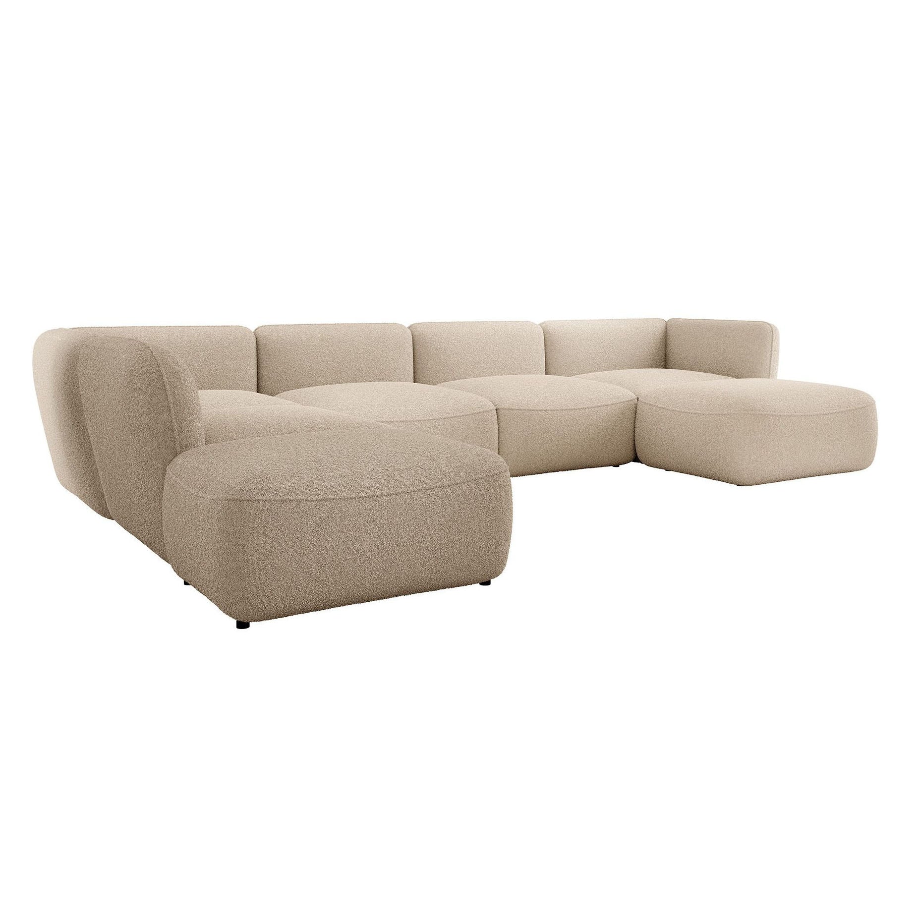 Caesar - Hoekbank 5-zits met chaise longue - Teddystof beige - Links - 372x218x75 cm