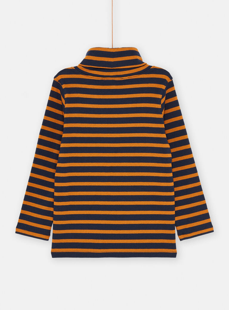 Sous-pull cannelle et bleu foncé à imprimé à rayures pour garçon