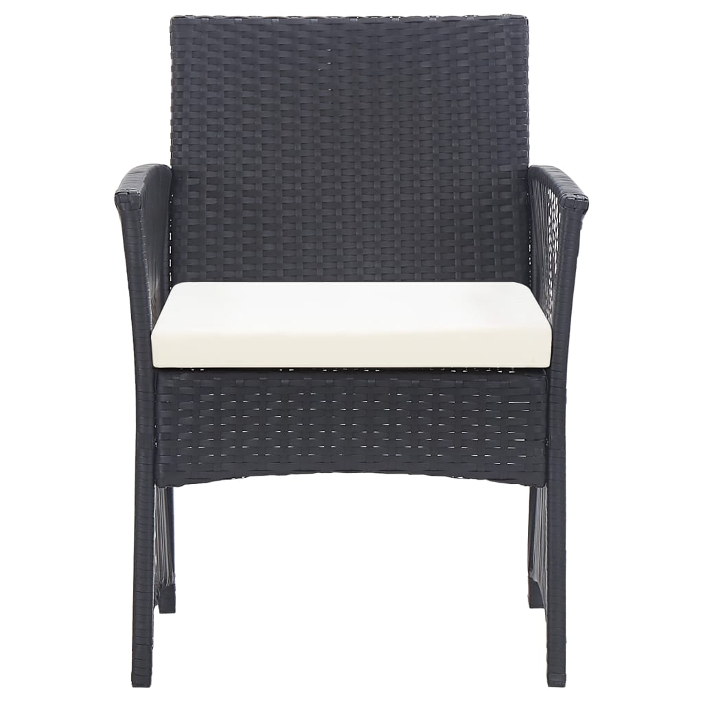 Salon de jardin meuble d'extérieur ensemble de mobilier 4 pièces avec coussin résine tressée noir