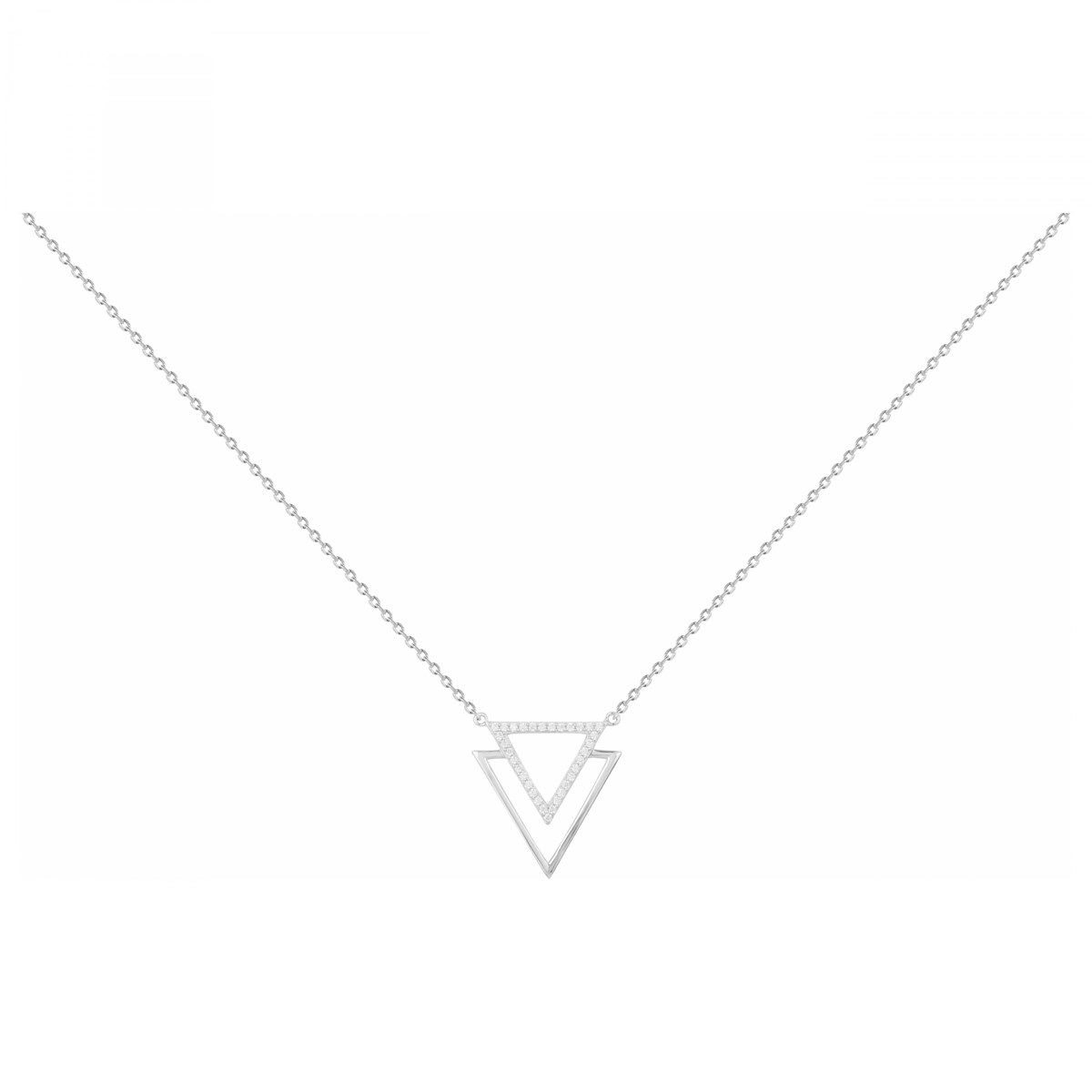Collier mono-motif en Argent avec oxyde de zirconium blanc