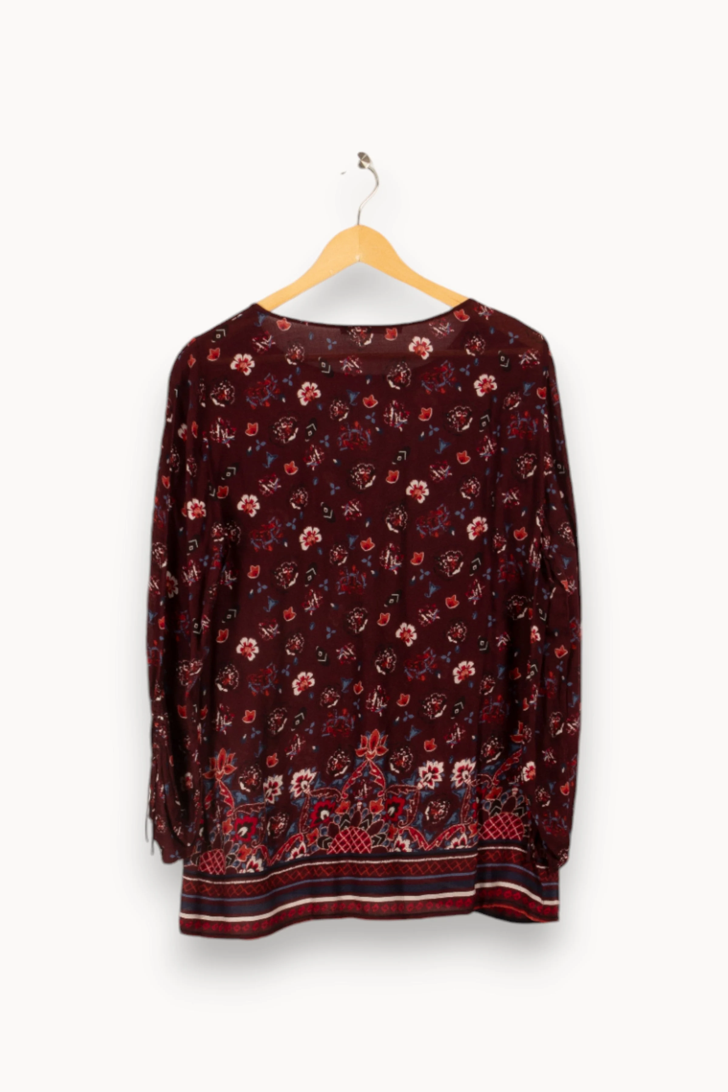 Blouse bordeaux à motifs | Rouge