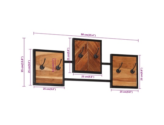 VIDAXL - Porte manteau Porte-manteau mural 90x1x35 cm bois massif d'acacia et fer